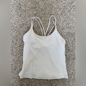 White Lululemon Workout Top with Sports Bra Liner